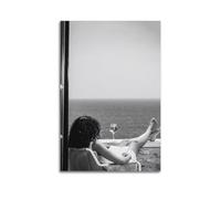 Woman Drinking Wine On The BeachCover Poster Art Canvas Gift for Friends Or for Your Own Use Bedroom Living Room Decoration AestheticUnframe-style 24x36inch(60x90cm)