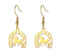 woman earrings fashion simple titanium steel pony pendant (gold B)