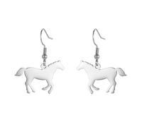 woman earrings fashion simple titanium steel pony pendant (silver A)