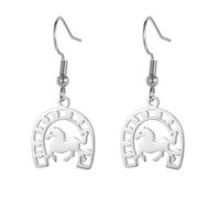 woman earrings fashion simple titanium steel pony pendant (silver B)
