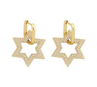 Woman Earrings Star Shape Ear Buckles Pendant Earrings Fashion Ear Jewelry Copper Texture For Matching Fashion Outfits Geometric Dangle