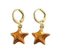 Woman Earrings Starfishes Ear Buckles Pendant Earrings Fashion Ear Jewelry Copper Texture For Matching Fashion Outfits Handmade Drops