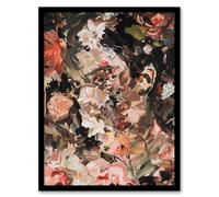 Woman Face Hidden in Flowers Abstract Painting Framed Art Print Artery8 Pink A4