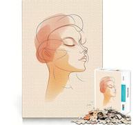 Woman Face Line Drawing Jigsaw Puzzle 1000 Piece Cognitive Fun Play Precise Interlock Structure Bonding Activity for Loved Ones (38x52cm)