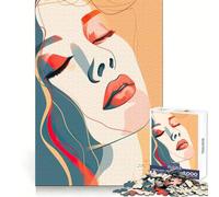 Woman Face Lines Abstract Jigsaw Puzzles for Adults 1000 Brain Memory Restful Activity Tight Lock Cozy Xmas Gift (38x26cm)