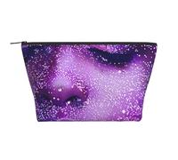Woman face with Purple Glitter Prints Trapezoid Makeup Bag Travel Cosmetic Organizer with Foam Padding for Gym, Office, and Weekend Trips
