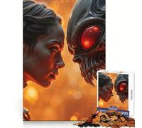 Woman Facing Alien Creature Jigsaw for Teenagers 1000 Pieces Mind Recall Soft Distraction Firm Interlock Holiday Treat (38x26cm)