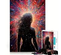 Woman Facing Cosmic Burst 1000 Piece Jigsaw Puzzles Memory Train Fun Smooth Burr Free Surface Entertaining Challenge for Spare Time (38x26cm)
