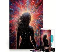 Woman Facing Cosmic Burst 1000 Piece Teenager Puzzles Cognitive Train Game Zero Gap Compact Fun for Family Game Time (38x52cm)