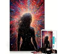 Woman Facing Cosmic Burst Jigsaw Puzzle 1000 Piece Mental Fun Game No Gap Tight Fitting Design for Family Gatherings (50x75cm)