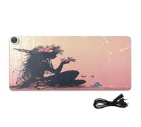 Woman Fairy Butterfly Pink Print Heated Desk Mat Large Heated Desk Pad with 3 Heating Levels PU Leather Keyboard Pad for Office Work Home, 31.5x13in
