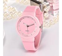 Woman Fashion Casual Silicone Strap Analog Quartz Round Watch Times Easy Reader Watch (Pink, One Size)
