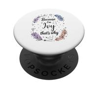 Woman Feather Circle Because I'm Ivy Name PopSockets Adhesive PopGrip