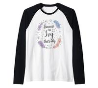 Woman Feather Circle Because I'm Ivy Name Raglan Baseball Tee