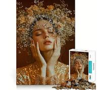 Woman Flower Crown Teenagers 1000 Pieces Puzzle Memory Fun Game Clean Cut Sturdy Components Portable Travel Friendly Fun Game (38x26cm)