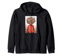 Woman Flower Head Butterfly Garden Meadow Floral Zip Hoodie