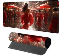 Woman Gaming Mouse Mat 1600x800x3mm, Mouse Pad Large Red, Desk Mat with Stitched Edge, Mousepad with Non-Slip Rubber Base, Office Accessories, Keyboard Pad, for Gifts, PC, Gaming, Desk Office, 4-5666