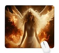 Woman Gaming Mouse Pad, Angel Mouse Pad 290x240x3mm Mousepad Small Size Stitched Edge, Waterproof Non-Slip Rubber Base Mousemat Improves Accuracy and Speed, Desk Mat Laptop for Office and Home D-521