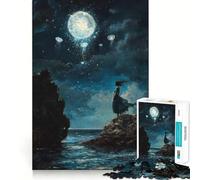 Woman Gazing at Moonlit Sky Puzzles for Adults 1000 Pieces Focus Boost Fun Uniform Size Precise Pieces Bonding Activity for Loved Ones (38x26cm)