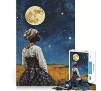 Woman Gazing at The Moon 1000 Piece Jigsaws for Adults Brain Sharp Game Smooth Burr Free Surface Fascinating Hobby for Idle Moments (50x75cm)