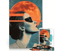 Woman Gazing at The Moon Puzzles for Adults 1000 Pieces Focus Boost Fun Uniform Size Precise Pieces Bonding Activity for Loved Ones (50x75cm)