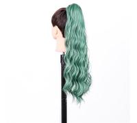 Woman Grab Clip On Wig Green Fashion Curly Party Photo Wig