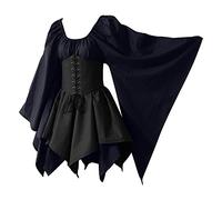 Woman Halloween Costume Medieval Dress Corset Flare Sleeve Fancy Cosplay Traditional Irish Dresses Victorian Dress Gothic Witch Costume Plus Size Fancy Dress Dark Blue 5Xl