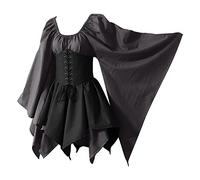 Woman Halloween Costume Medieval Dress Corset Flare Sleeve Fancy Cosplay Traditional Irish Dresses Victorian Dress Gothic Witch Costume Plus Size Fancy Dress Gray 4Xl
