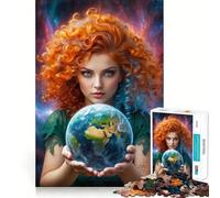 Woman Holding Earth 1000 Piece Adult Puzzles Mental Focus Game High Accuracy Cutting Craft Bonding Activity for Loved Ones (38x52cm)