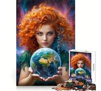 Woman Holding Earth Jigsaw Puzzles for Teenagers 1000 Focus Ability Relaxed Leisure Interlock Well Best Gift (38x52cm)