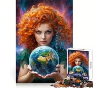 Woman Holding Earth Jigsaw Puzzles for Teenagers 1000 Pieces Clear Recall Leisure Activity Flawless Cut Best Gift (38x26cm)