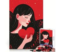 Woman Holding Heart Jigsaw for Teenagers1000 Pieces Mental Sharpness Calm Leisure Precise Fit (50x75cm)