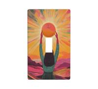 Woman Holding Up The Sun Vintage Light Switch Cover Decorative Single Toggle 1 Gang Wall Plate for Kitchen Farmhouse Bedroom Bathroom Art Decor