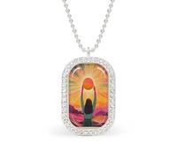 Woman Holding Up The Sun Vintage Rectangle Pendant Necklace Silver Women Jewelry Alloy Keychain Tag Jewelry