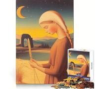 Woman Holding Wheat at Dusk 1000 Piece Jigsaw Puzzles for Teenagers Jigsaw Cognitive Workout Calm Leisure Ideal Fit Winter Gift (38x52cm)