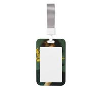 Woman Holding Yellow Mimosa Flowers Sliding Id Badge Holder Hard Plastic Work Card Case Name Tag Protector for Nurses Office