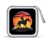 Woman Horse Riding Texas Ranch CD Case Holder Portable 40 Capacity DVD Wallet Storage Organizer for Car Travel