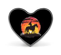 Woman Horse Riding Texas Ranch Heart Brooch Cute Badge Lapel Pins