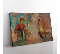 Woman In A Gothic Arcade By Odilon Redon Classic Painting Canvas Wall Art Print Ready to Hang, Framed Picture for Living Room Bedroom Home Office Décor, 60x40 cm (24x16 Inch)