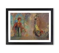 Woman In A Gothic Arcade By Odilon Redon Classic Painting Framed Print | A2 Black Framed Wall Art | Ready to Hang | Classic Historical Picture | Living Room Bedroom Lounge Office