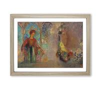 Woman In A Gothic Arcade By Odilon Redon Classic Painting Framed Wall Art Print, Ready to Hang Picture for Living Room Bedroom Home Office Décor, Oak A3 (46 x 34 cm)