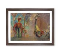 Woman In A Gothic Arcade By Odilon Redon Classic Painting Framed Wall Art Print, Ready to Hang Picture for Living Room Bedroom Home Office Décor, Walnut A4 (34 x 25 cm)