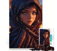 Woman in A Headscarf 1000 Piece Jigsaws for Adults Mental Improve Play Laser Cut for Flawless Fit Family Fun Night Activity (38x26cm)