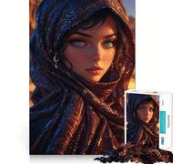 Woman in A Headscarf Jigsaw Puzzle 1000 Piece Mental Fun Game No Gap Tight Fitting Design for Family Gatherings (50x75cm)