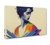 Woman In A Rainbow Canvas Print | Gallery Wrapped 30mm Frame Wall Art | 30x20 inches | Ready to Hang | Abstract People Picture | Living Room Bedroom Lounge Office