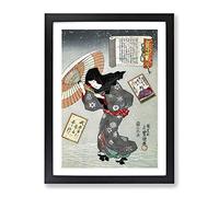 Woman In A Snow Storm By Utagawa Kunisada Asian Japanese Framed Wall Art Print, Ready to Hang Picture for Living Room Bedroom Home Office Décor, Black A2 (64 x 46 cm)