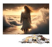 Woman in Angry Sea Jigsaws 1000 Pieces for Adults Difficult Puzzles for Adults for Holidays Birthdays And Family Game Nights 1000 PCS(75x50cm)