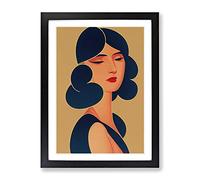 Woman In Art Deco No.4 Framed Print | A3 Black Framed Wall Art | Ready to Hang | Art Deco Nature Picture | Living Room Bedroom Lounge Office
