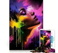 Woman in Colorful Splashes 1000-piece Jigsaw Puzzles Think Exercise Game Tight Interlock No Gaps Interactive Brain Challenge for Home (50x75cm)