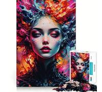 Woman in Colorful Splashes Adults 1000 Piece Jigsaw Puzzle Think Exercise Game Zero Gap Bonding Activity for Loved Ones (38x26cm)